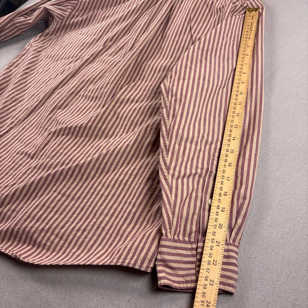Vintage Lands End Oxford Button Down 16.5/35 Pinpoint Striped Clay Red OCBD